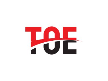 Beyaz arkaplanda izole edilmiş TOE harfleri, vektör logosu