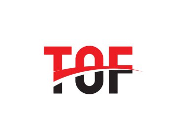 Beyaz arkaplanda izole edilmiş TOF harfleri, vektör logosu