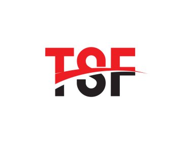 Beyaz arkaplan, vektör logosu üzerinde izole edilmiş TSF harfleri