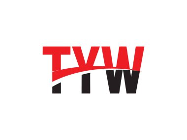 Beyaz arkaplanda izole edilmiş TYW harfleri, vektör logosu