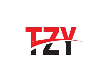 Beyaz arkaplanda izole edilmiş TZY harfleri, vektör logosu