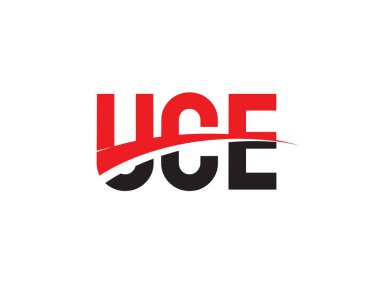 UCE harfleri beyaz arkaplanda izole edilmiş, vektör logosu