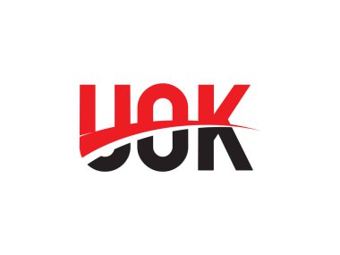 Beyaz arkaplan ve vektör logosunda UOK harfleri izole edildi