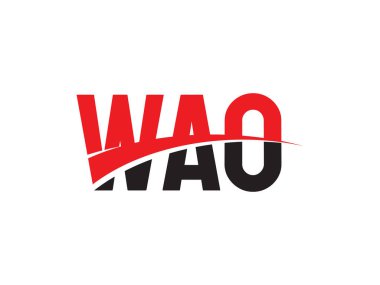 Beyaz arkaplanda izole edilmiş wao harfleri, vektör logosu