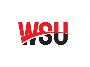 wsu harfleri beyaz arkaplan, vektör logosu üzerinde izole