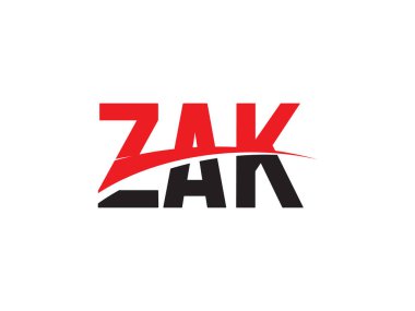 Beyaz arkaplanda izole edilmiş ZAK harfleri, vektör logosu
