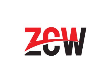 Beyaz arkaplanda izole edilmiş ZCW harfleri, vektör logosu