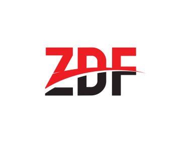 Beyaz arkaplanda izole edilmiş ZDF harfleri, vektör logosu