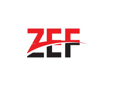 Beyaz arkaplanda izole edilmiş ZEF harfleri, vektör logosu