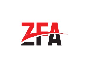 Beyaz arkaplanda izole edilmiş ZFA harfleri, vektör logosu