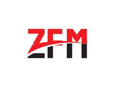 Beyaz arkaplanda izole edilmiş ZFM harfleri, vektör logosu