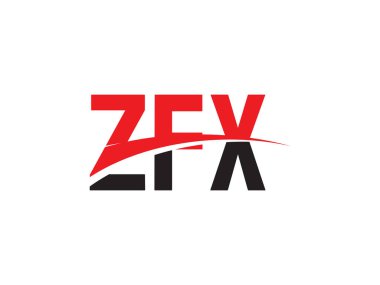 Beyaz arkaplanda izole edilmiş ZFX harfleri, vektör logosu