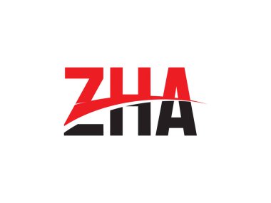 Beyaz arkaplanda izole edilmiş ZHA harfleri, vektör logosu