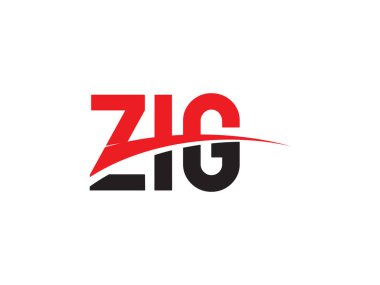 Beyaz arkaplanda izole edilmiş ZIG harfleri, vektör logosu