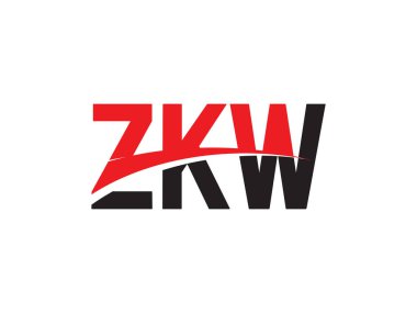 Beyaz arkaplanda izole edilmiş ZKW harfleri, vektör logosu