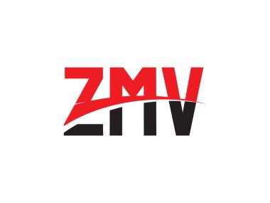 Beyaz arkaplanda izole edilmiş ZMV harfleri, vektör logosu
