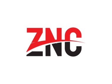 Beyaz arkaplan ve vektör logosunda ZNC harfleri izole edildi