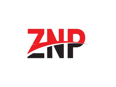 Beyaz arkaplan ve vektör logosunda ZNP harfleri izole edildi