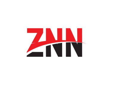 Beyaz arkaplanda izole edilmiş ZNN harfleri, vektör logosu