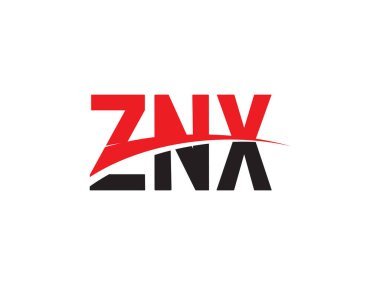 Beyaz arkaplanda izole edilmiş ZNX harfleri, vektör logosu