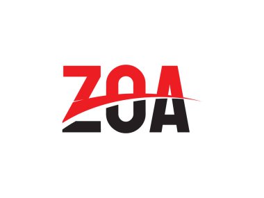 Beyaz arkaplanda izole edilmiş ZOA harfleri, vektör logosu