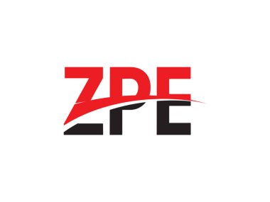 Beyaz arkaplanda izole edilmiş ZPE harfleri, vektör logosu