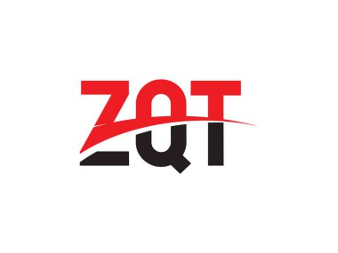Beyaz arkaplanda izole edilmiş ZQT harfleri, vektör logosu