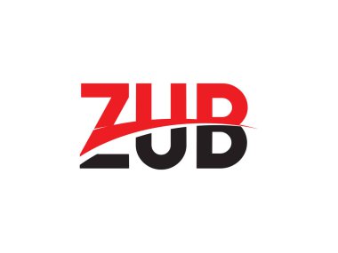 Beyaz arkaplan ve vektör logosunda ZUB harfleri izole edildi