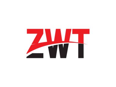 Beyaz arkaplanda izole edilmiş ZWT harfleri, vektör logosu
