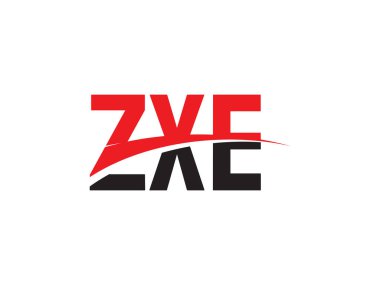 Beyaz arkaplanda izole edilmiş ZXE harfleri, vektör logosu