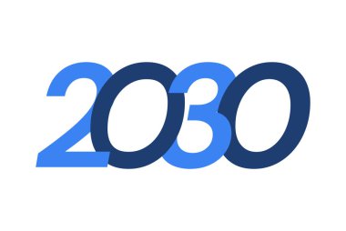 Sayı resmi tasarımı, 2030 logosu, mutlu yıllar 2030 tasarımı, vektör illüstrasyonu