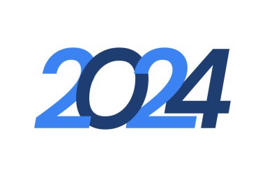 Sayı resmi tasarımı, 2024 logo, mutlu yıllar 2024 tasarım, vektör illüstrasyonu