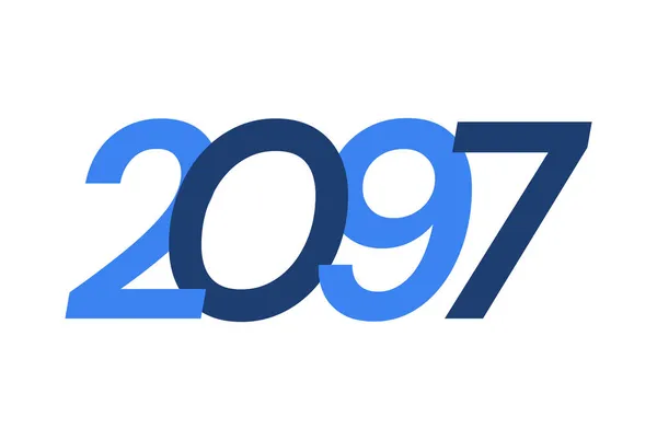 Sayı Resmi Tasarımı 2097 Logosu Mutlu Yıllar Tasarımı Vektör Illüstrasyonu — Stok Vektör
