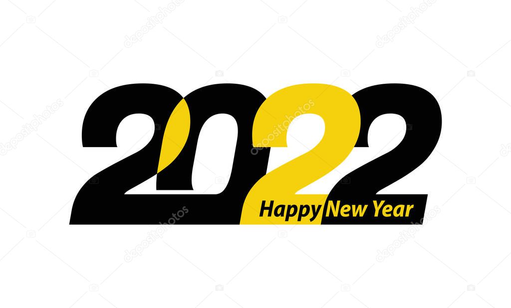 Happy New Year, 2022 design. For Brochure, template, card, banner. Vector illustration,  isolated on white background