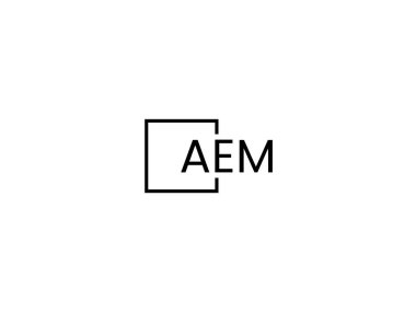 AEM harfleri logo tasarım vektör şablonu