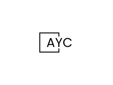 Beyaz arkaplanda AYC harfleri izole edilmiş, vektör logosu