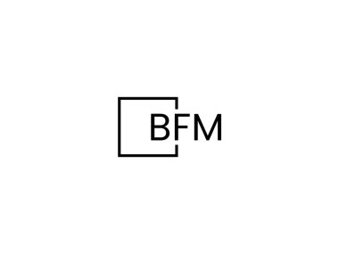 Beyaz arkaplan ve vektör logosunda BFM harfleri izole edildi