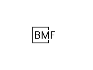 Beyaz arkaplan ve vektör logosunda BMF harfleri izole edildi