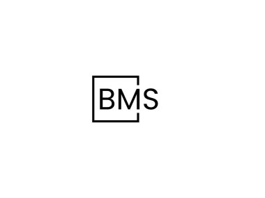Beyaz arkaplan ve vektör logosunda BMS harfleri izole edildi