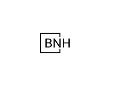 Beyaz arkaplan ve vektör logosunda BNH harfleri izole edildi