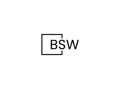 Beyaz arkaplanda izole edilmiş bsw harfleri, vektör logosu