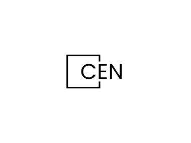 Beyaz arkaplanda izole edilmiş cen harfleri, vektör logosu