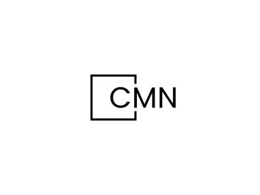 Beyaz arkaplanda izole edilmiş cmn harfleri, vektör logosu