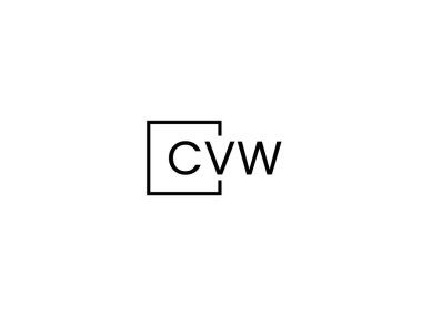 Beyaz arkaplanda izole edilmiş CVW harfleri, vektör logosu 