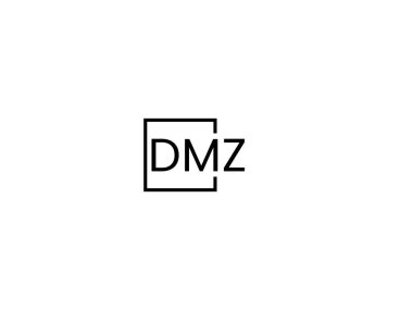 Beyaz arkaplanda izole edilmiş DMZ harfleri, vektör logosu