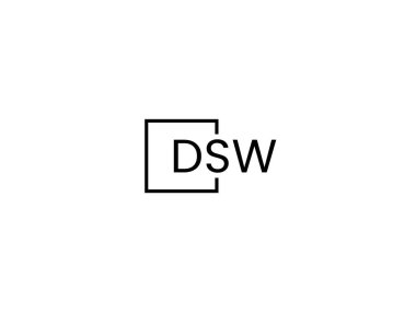 Beyaz arkaplan ve vektör logosunda DSW harfleri izole edildi