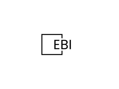 Beyaz arkaplan, vektör logosu üzerinde EBI harfleri izole