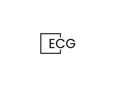 Beyaz arkaplan, vektör logosu üzerinde ECG harfleri izole