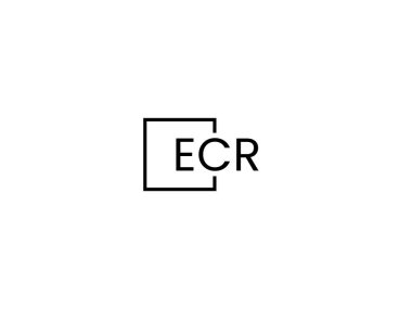 Beyaz arkaplan, vektör logosu üzerinde ECR harfleri izole