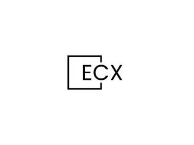 Beyaz arkaplan ve vektör logosunda ECX harfleri izole edildi
